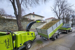 Häckslereinsatz bei Baumfällung